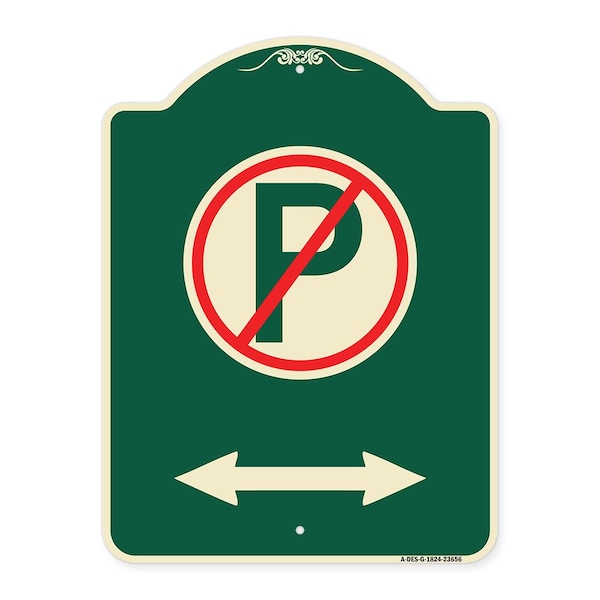 Signmission No ParkingW/ Bidirectional Arrow Heavy-Gauge Aluminum Architectural Sign, 24" x 18", G-1824-23656 A-DES-G-1824-23656 - main